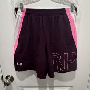 Under Armour Womens Running Shorts Graphic Mesh Side Panels Purple Pink 
 Large